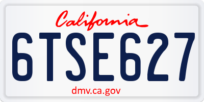 CA license plate 6TSE627
