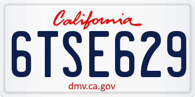CA license plate 6TSE629