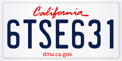 CA license plate 6TSE631