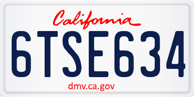 CA license plate 6TSE634