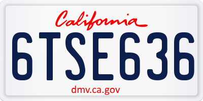 CA license plate 6TSE636