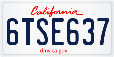 CA license plate 6TSE637