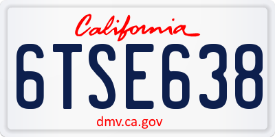 CA license plate 6TSE638