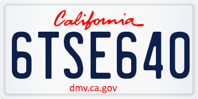 CA license plate 6TSE640