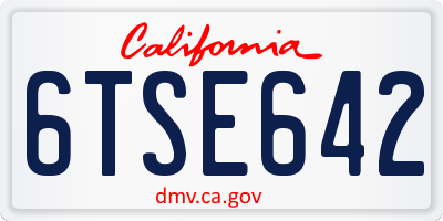 CA license plate 6TSE642