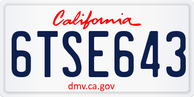 CA license plate 6TSE643