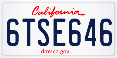 CA license plate 6TSE646