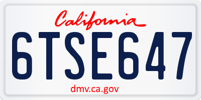 CA license plate 6TSE647
