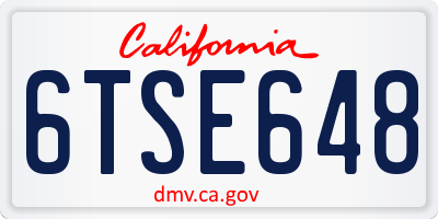 CA license plate 6TSE648
