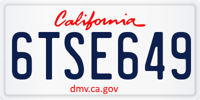CA license plate 6TSE649