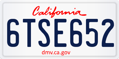 CA license plate 6TSE652