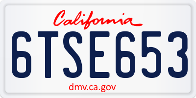 CA license plate 6TSE653
