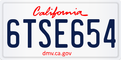 CA license plate 6TSE654