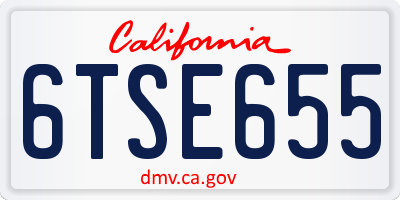 CA license plate 6TSE655