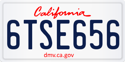 CA license plate 6TSE656