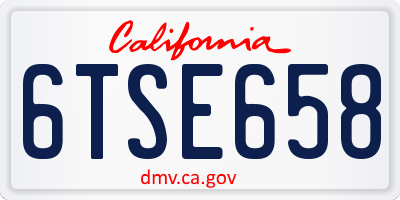 CA license plate 6TSE658