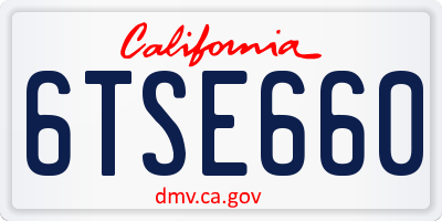 CA license plate 6TSE660