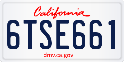 CA license plate 6TSE661