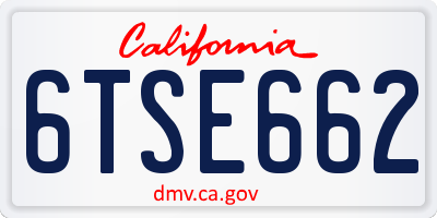 CA license plate 6TSE662