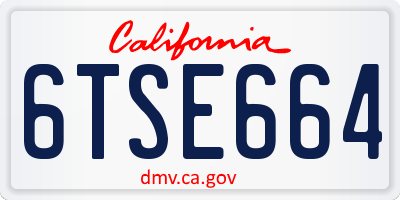CA license plate 6TSE664