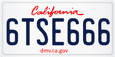 CA license plate 6TSE666