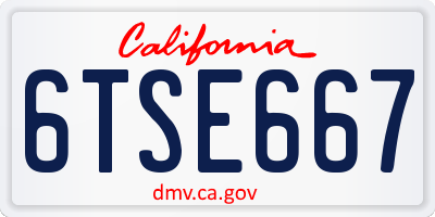 CA license plate 6TSE667