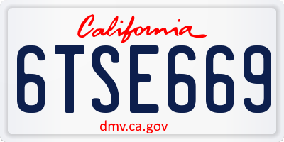 CA license plate 6TSE669