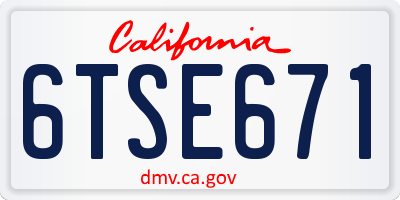 CA license plate 6TSE671