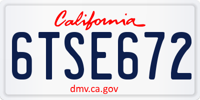 CA license plate 6TSE672