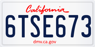 CA license plate 6TSE673