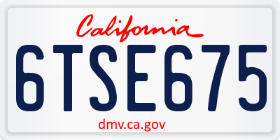 CA license plate 6TSE675