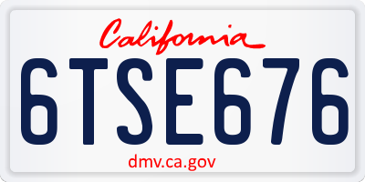 CA license plate 6TSE676