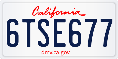 CA license plate 6TSE677