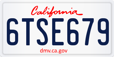 CA license plate 6TSE679
