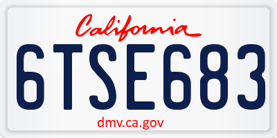 CA license plate 6TSE683