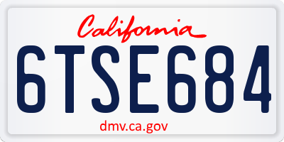 CA license plate 6TSE684