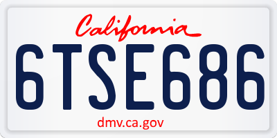 CA license plate 6TSE686