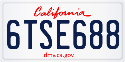 CA license plate 6TSE688