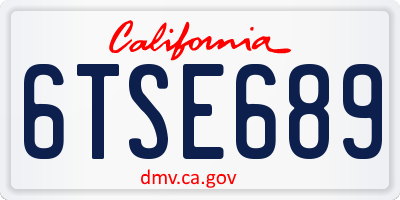 CA license plate 6TSE689