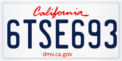 CA license plate 6TSE693