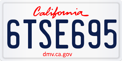 CA license plate 6TSE695