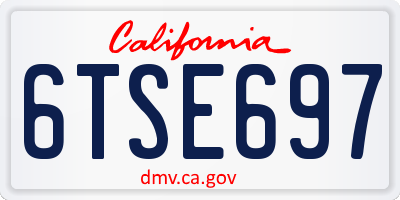CA license plate 6TSE697