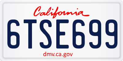 CA license plate 6TSE699