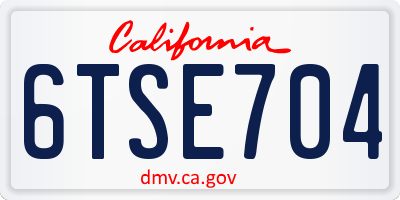 CA license plate 6TSE704