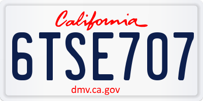 CA license plate 6TSE707