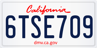 CA license plate 6TSE709
