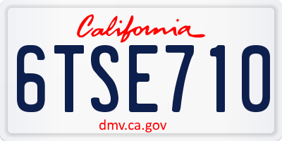 CA license plate 6TSE710