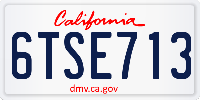 CA license plate 6TSE713