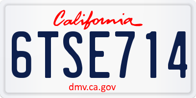 CA license plate 6TSE714