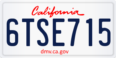 CA license plate 6TSE715